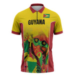Custom Guyana Football Pride Zipper Polo Shirt Golden Jaguars Go Champion - Yellow