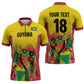Custom Guyana Football Pride Zipper Polo Shirt Golden Jaguars Go Champion - Yellow