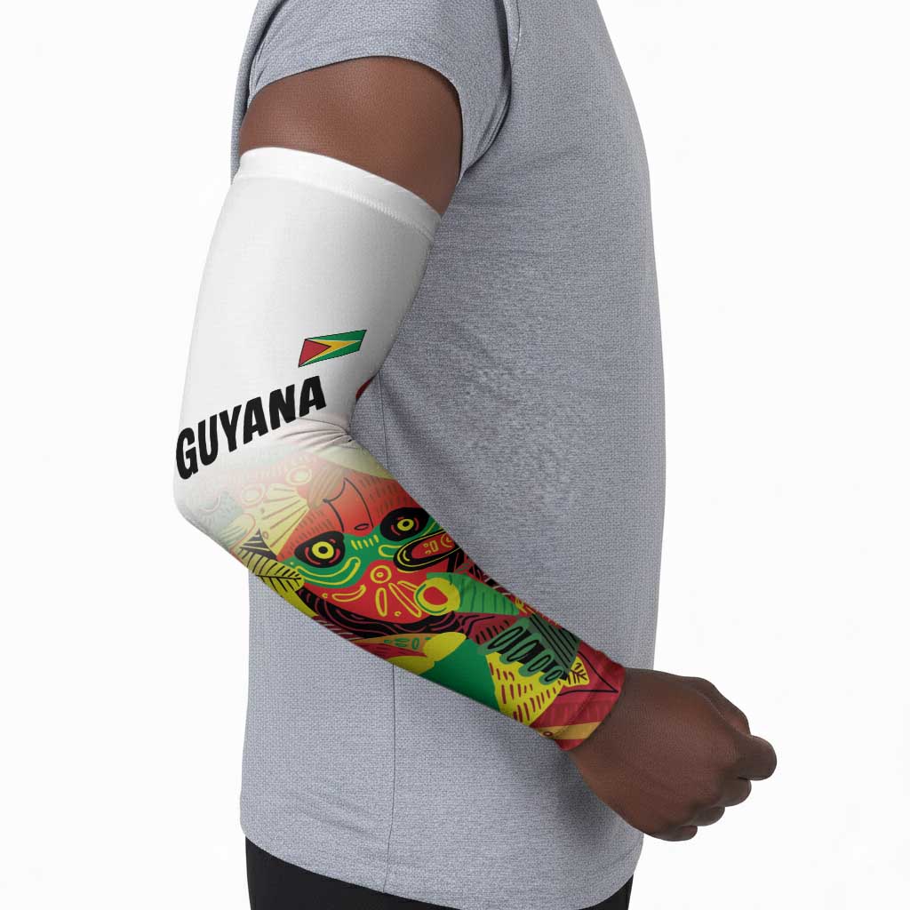 Custom Guyana Football Pride Arm Sleeves Golden Jaguars Go Champion - White