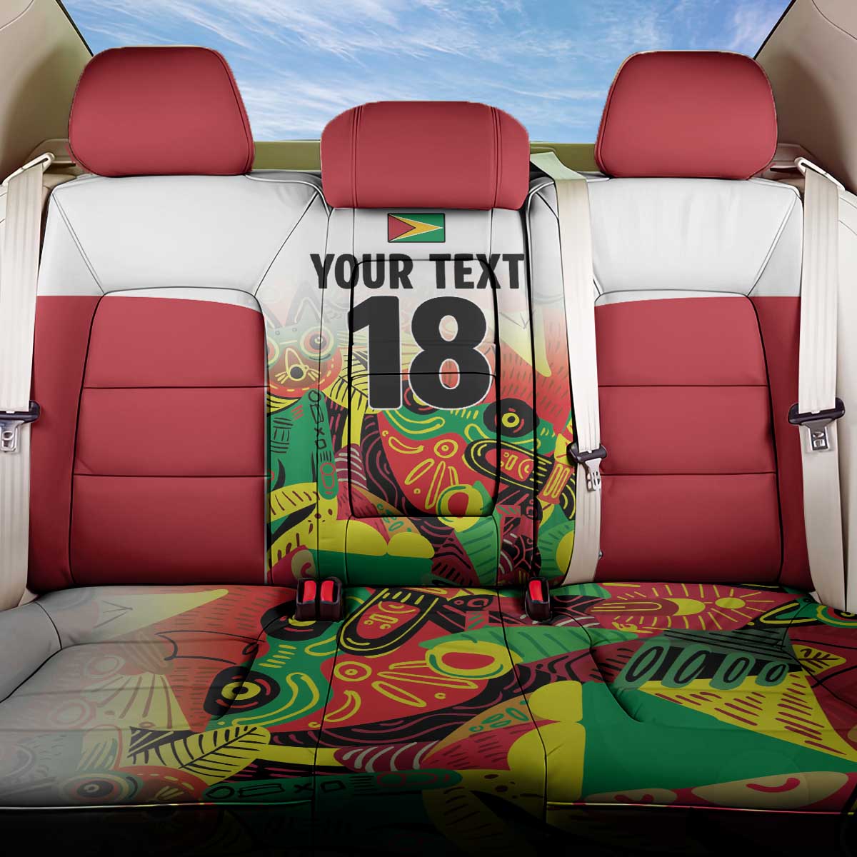 Custom Guyana Football Pride Back Car Seat Cover Golden Jaguars Go Champion - White - African Pride