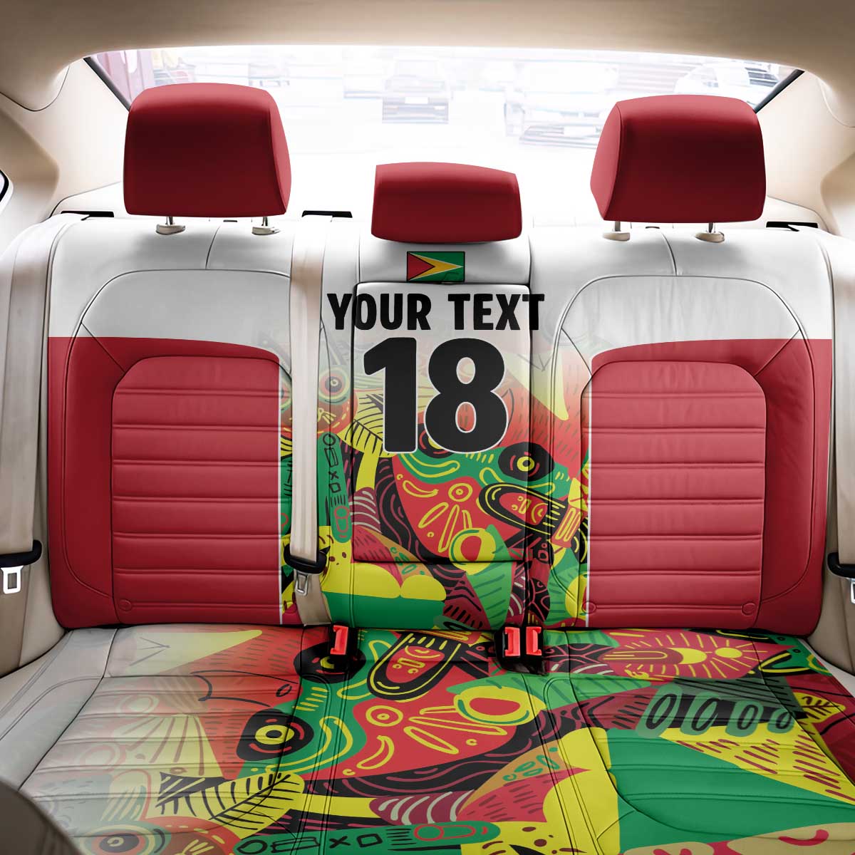 Custom Guyana Football Pride Back Car Seat Cover Golden Jaguars Go Champion - White - African Pride