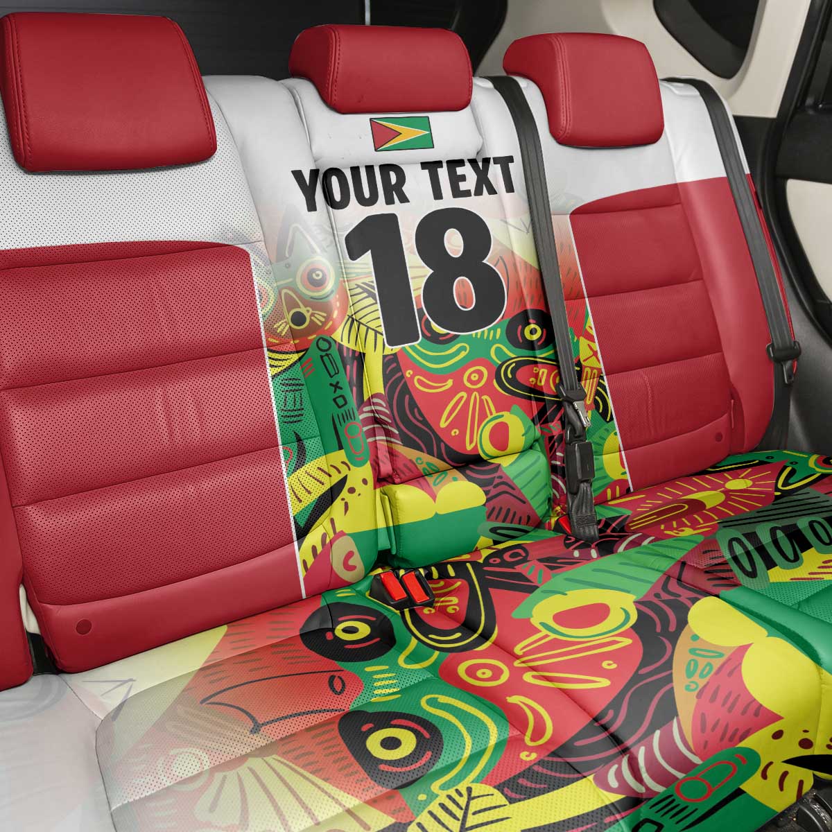 Custom Guyana Football Pride Back Car Seat Cover Golden Jaguars Go Champion - White - African Pride