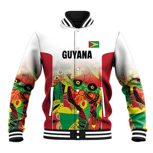 Custom Guyana Football Pride Baseball Jacket Golden Jaguars Go Champion - White - African Pride