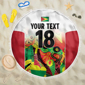 Custom Guyana Football Pride Beach Blanket Golden Jaguars Go Champion - White - African Pride