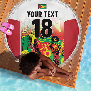 Custom Guyana Football Pride Beach Blanket Golden Jaguars Go Champion - White - African Pride