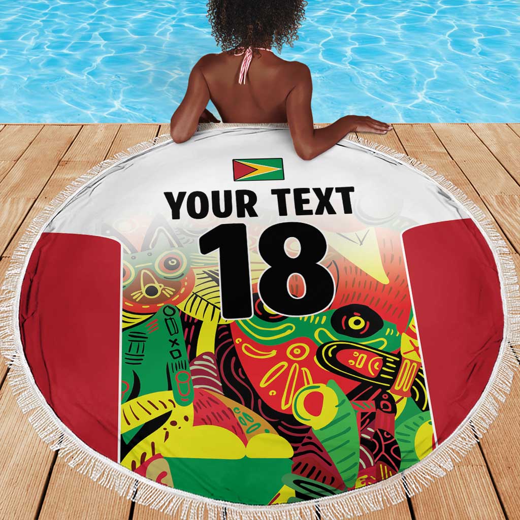 Custom Guyana Football Pride Beach Blanket Golden Jaguars Go Champion - White - African Pride