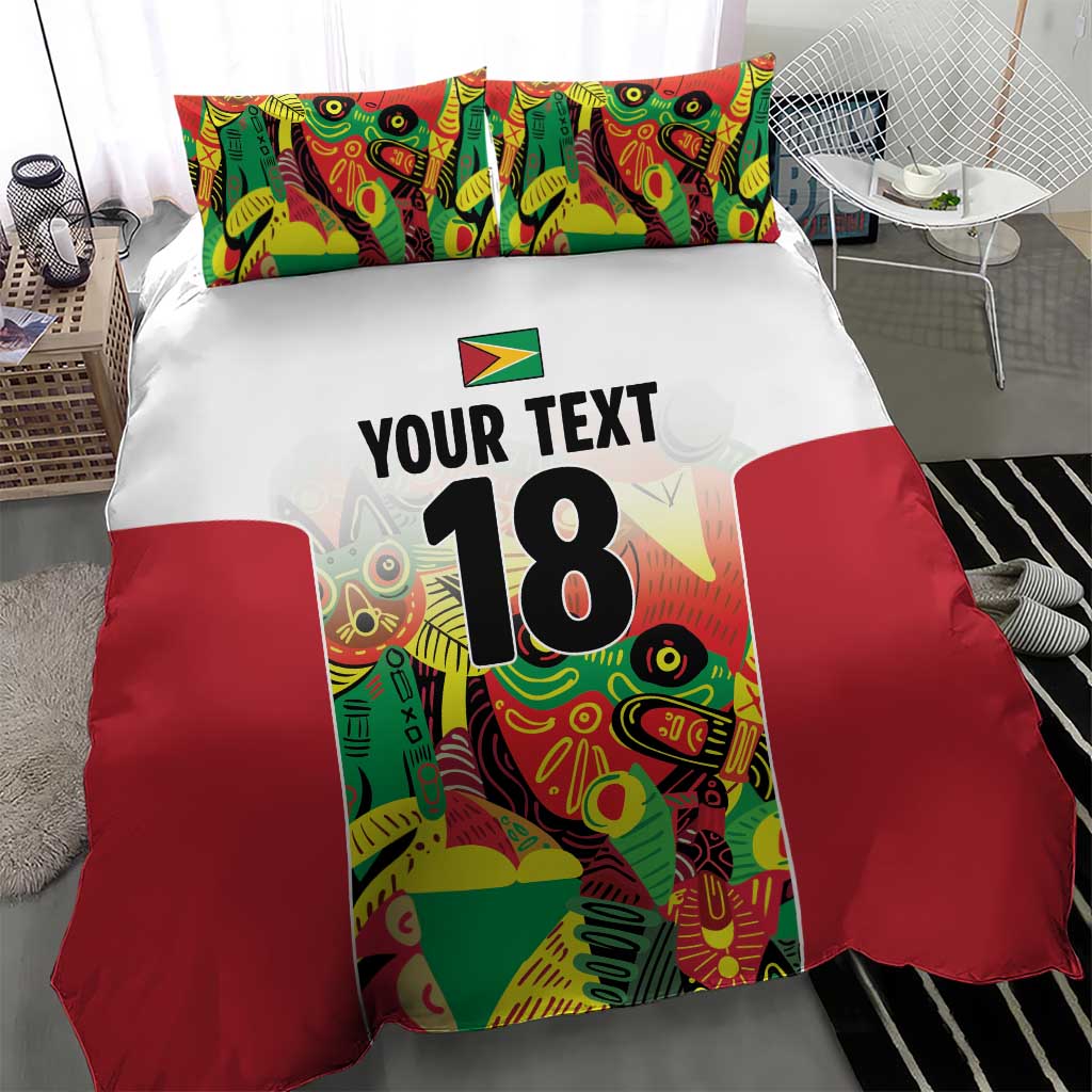 Custom Guyana Football Pride Bedding Set Golden Jaguars Go Champion - White - African Pride