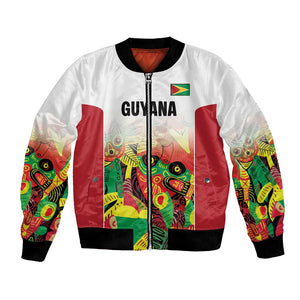 Custom Guyana Football Pride Bomber Jacket Golden Jaguars Go Champion - White - African Pride