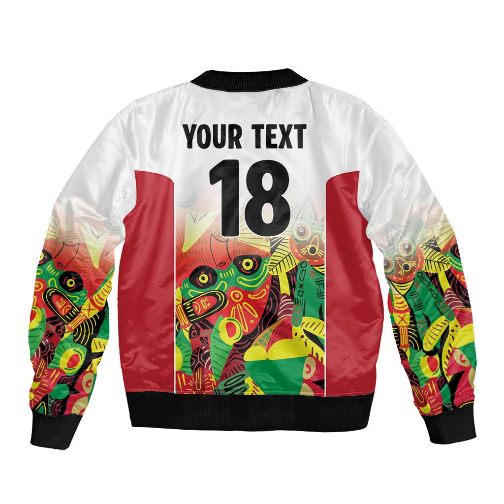 Custom Guyana Football Pride Bomber Jacket Golden Jaguars Go Champion - White - African Pride