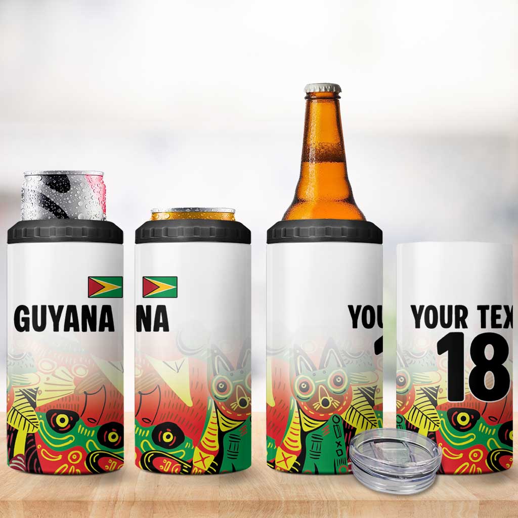 Custom Guyana Football Pride 4 in 1 Can Cooler Tumbler Golden Jaguars Go Champion - White - African Pride