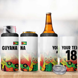 Custom Guyana Football Pride 4 in 1 Can Cooler Tumbler Golden Jaguars Go Champion - White - African Pride