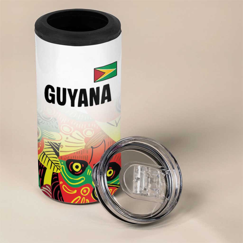 Custom Guyana Football Pride 4 in 1 Can Cooler Tumbler Golden Jaguars Go Champion - White - African Pride