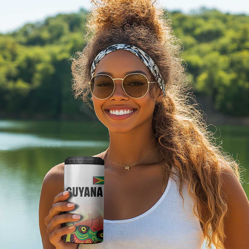 Custom Guyana Football Pride 4 in 1 Can Cooler Tumbler Golden Jaguars Go Champion - White - African Pride