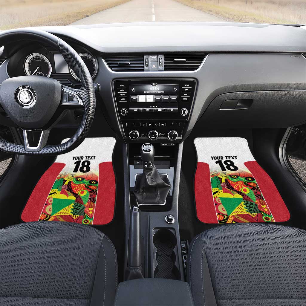 Custom Guyana Football Pride Car Mats Golden Jaguars Go Champion - White - African Pride