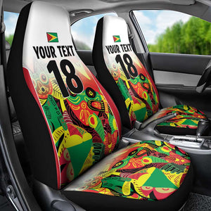 Custom Guyana Football Pride Car Seat Cover Golden Jaguars Go Champion - White - African Pride