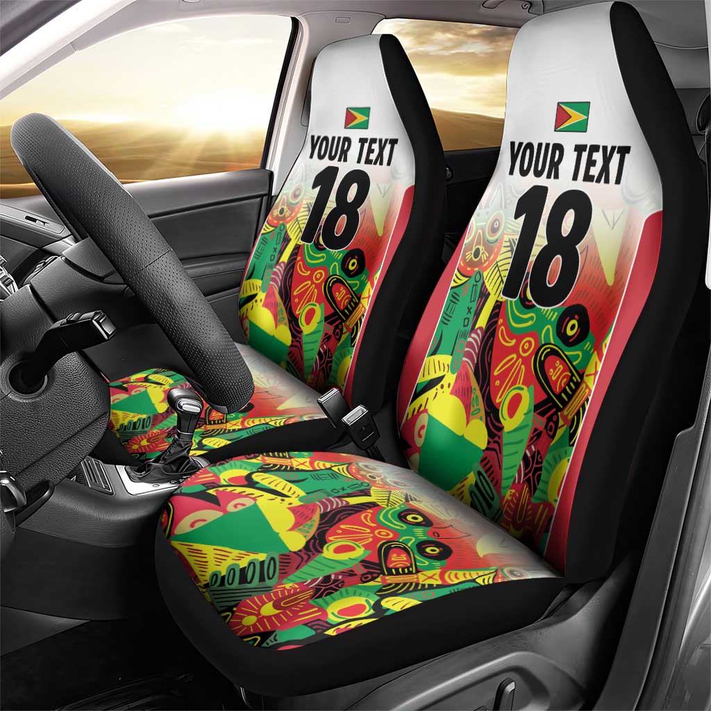 Custom Guyana Football Pride Car Seat Cover Golden Jaguars Go Champion - White - African Pride
