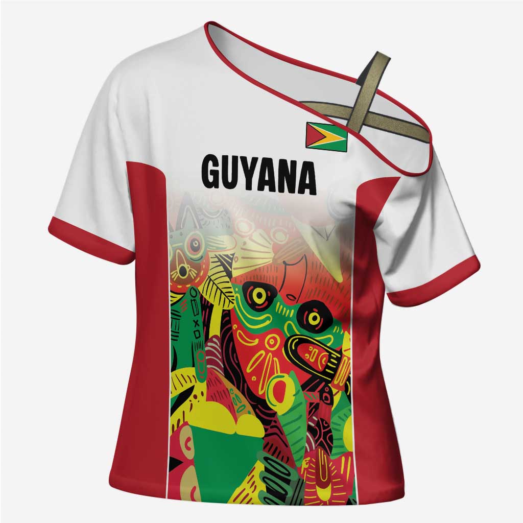 Custom Guyana Football Pride Cross Shoulder Shirt Golden Jaguars Go Champion - White