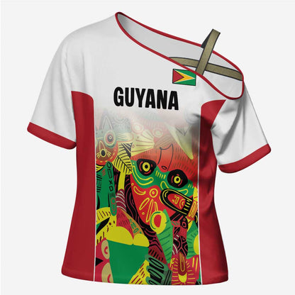 Custom Guyana Football Pride Cross Shoulder Shirt Golden Jaguars Go Champion - White