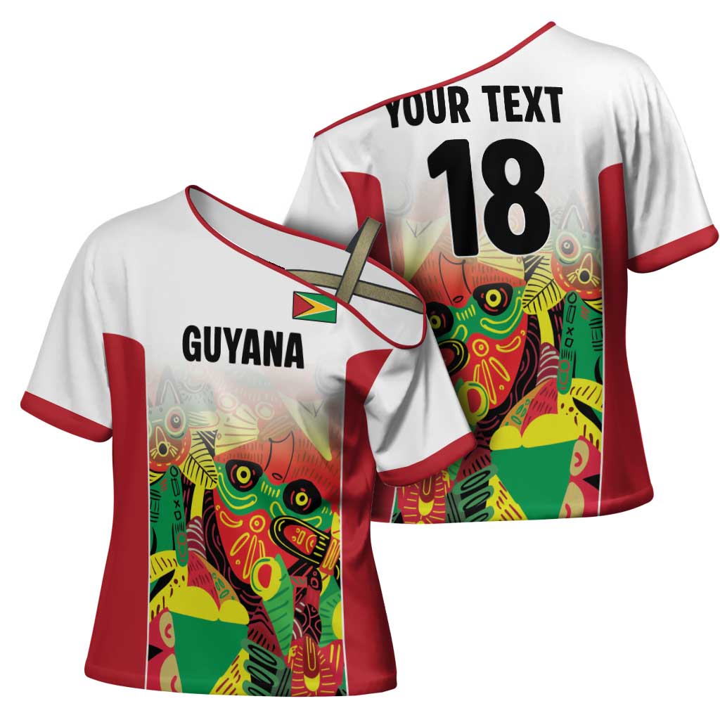 Custom Guyana Football Pride Cross Shoulder Shirt Golden Jaguars Go Champion - White