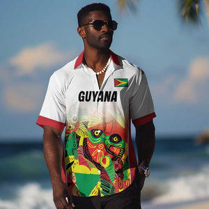 Custom Guyana Football Pride Hawaiian Shirt Golden Jaguars Go Champion - White - African Pride