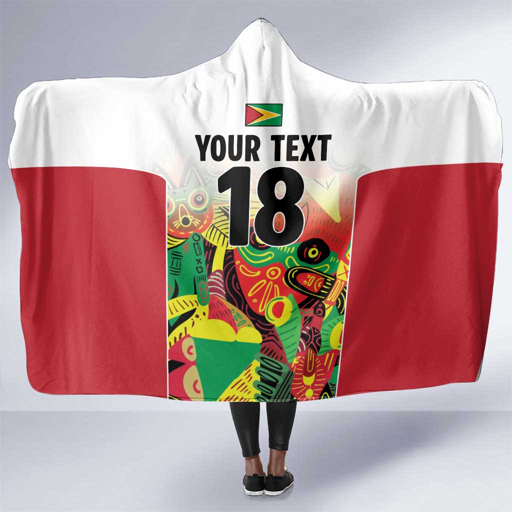 Custom Guyana Football Pride Hooded Blanket Golden Jaguars Go Champion - White - African Pride