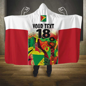 Custom Guyana Football Pride Hooded Blanket Golden Jaguars Go Champion - White - African Pride