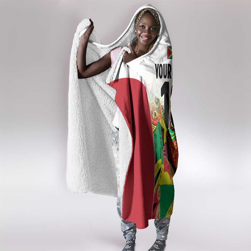 Custom Guyana Football Pride Hooded Blanket Golden Jaguars Go Champion - White - African Pride