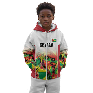 Custom Guyana Football Pride Kid Hoodie Golden Jaguars Go Champion - White - African Pride