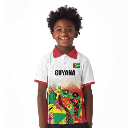 Custom Guyana Football Pride Kid Polo Shirt Golden Jaguars Go Champion - White - African Pride