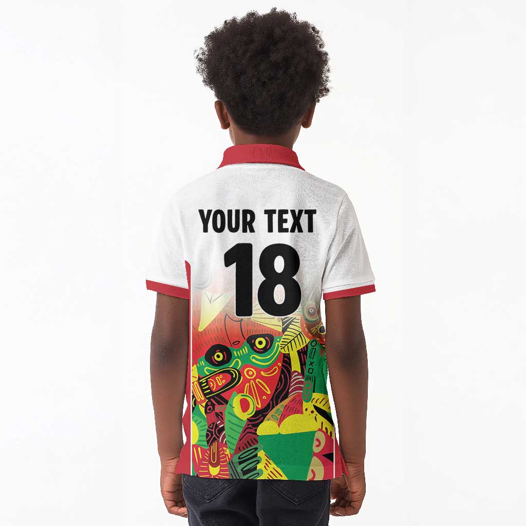 Custom Guyana Football Pride Kid Polo Shirt Golden Jaguars Go Champion - White - African Pride