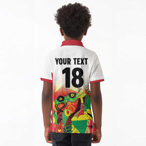 Custom Guyana Football Pride Kid Polo Shirt Golden Jaguars Go Champion - White - African Pride