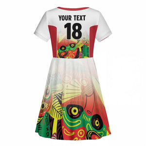 Custom Guyana Football Pride Kid Short Sleeve Dress Golden Jaguars Go Champion - White - African Pride