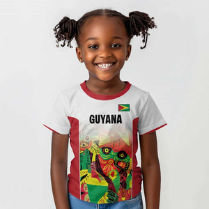 Custom Guyana Football Pride Kid T shirt Golden Jaguars Go Champion - White - African Pride