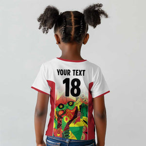 Custom Guyana Football Pride Kid T shirt Golden Jaguars Go Champion - White - African Pride
