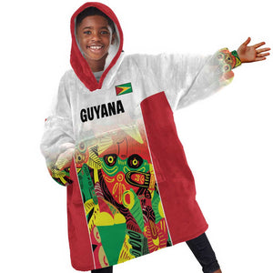 Custom Guyana Football Pride Kid Wearable Blanket Hoodie Golden Jaguars Go Champion - White - African Pride