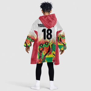 Custom Guyana Football Pride Kid Wearable Blanket Hoodie Golden Jaguars Go Champion - White - African Pride