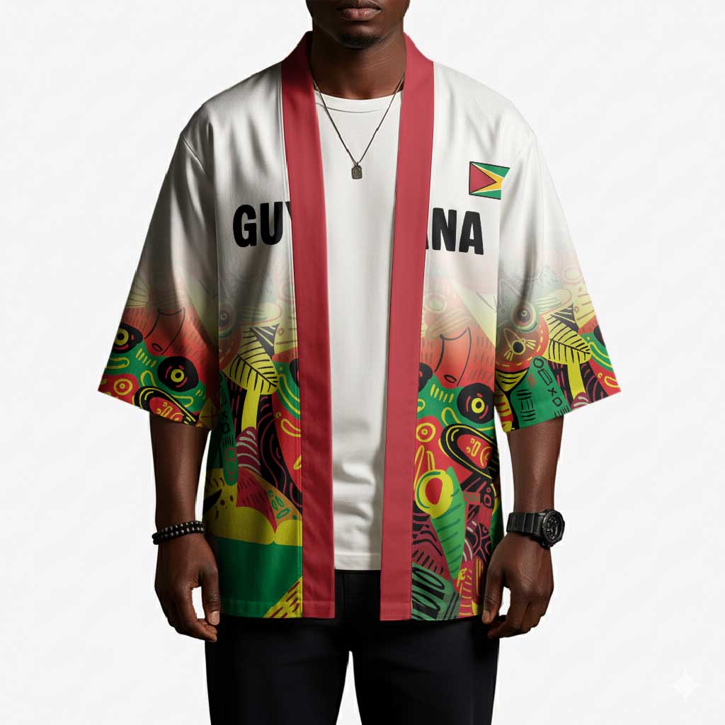 Custom Guyana Football Pride Kimono Golden Jaguars Go Champion - White