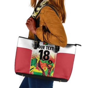 Custom Guyana Football Pride Leather Tote Bag Golden Jaguars Go Champion - White - African Pride