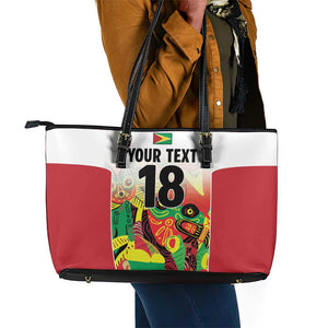 Custom Guyana Football Pride Leather Tote Bag Golden Jaguars Go Champion - White - African Pride