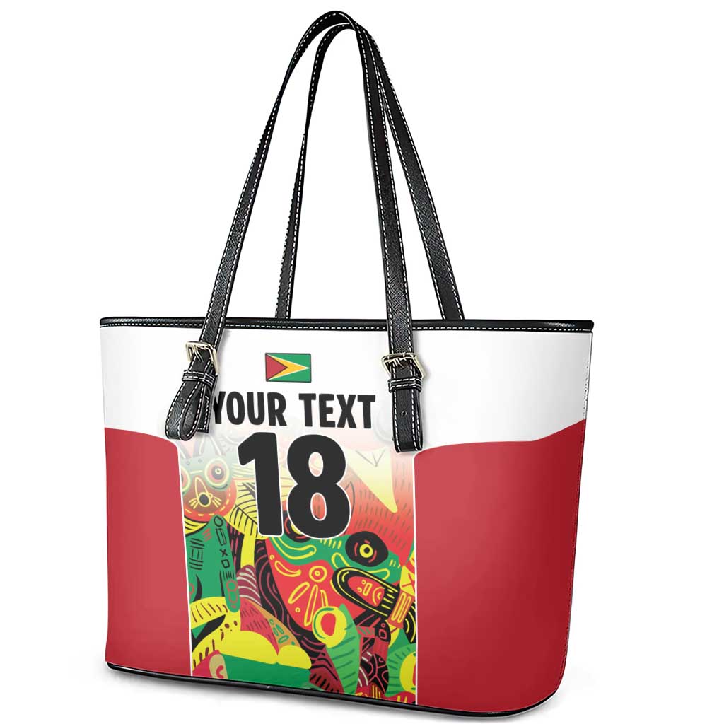Custom Guyana Football Pride Leather Tote Bag Golden Jaguars Go Champion - White - African Pride