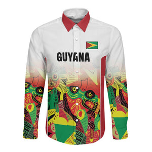 Custom Guyana Football Pride Long Sleeve Button Shirt Golden Jaguars Go Champion - White - African Pride