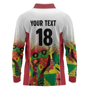 Custom Guyana Football Pride Long Sleeve Polo Shirt Golden Jaguars Go Champion - White - African Pride