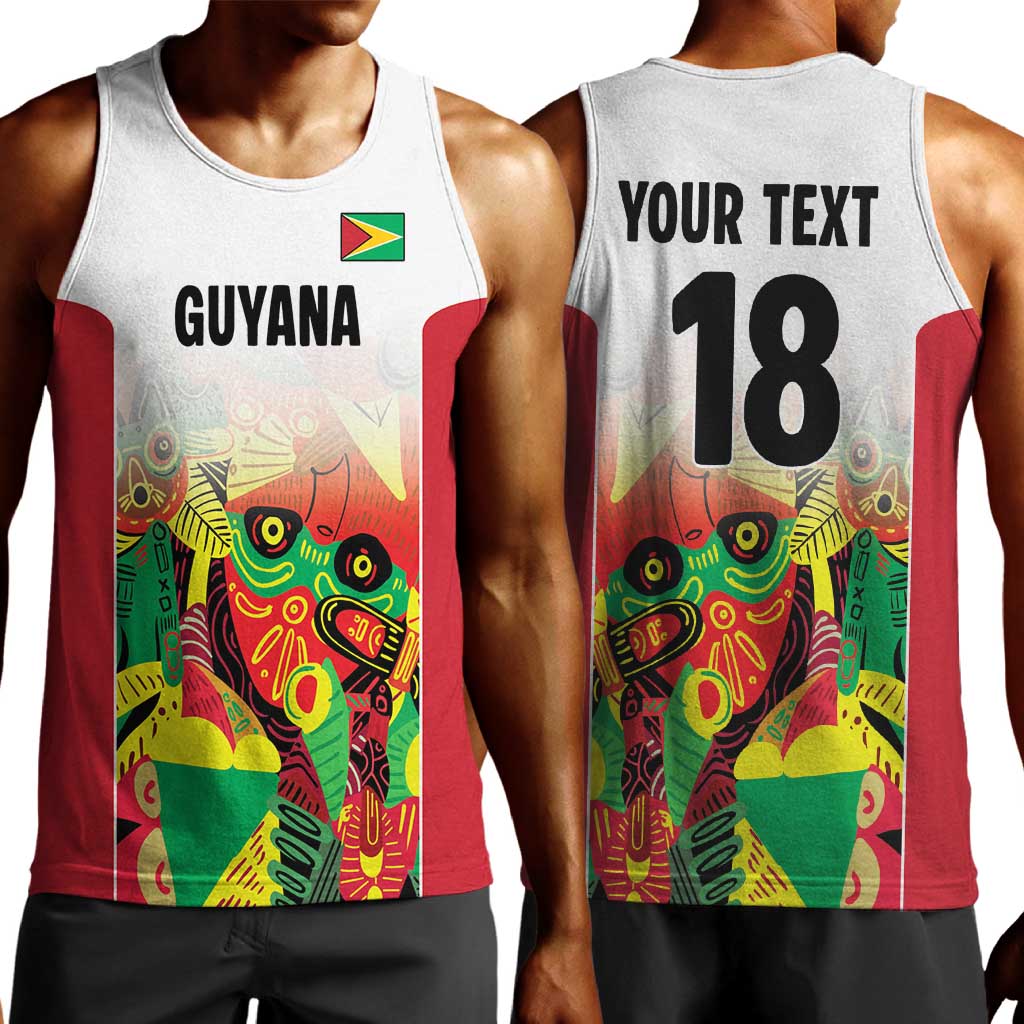 Custom Guyana Football Pride Men Tank Top Golden Jaguars Go Champion - White - African Pride