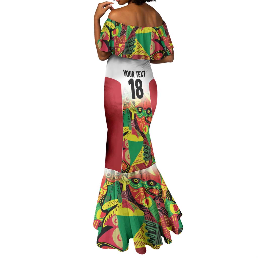 Custom Guyana Football Pride Mermaid Dress Golden Jaguars Go Champion - White - African Pride