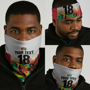 Custom Guyana Football Pride Neck Gaiter Golden Jaguars Go Champion - White - African Pride