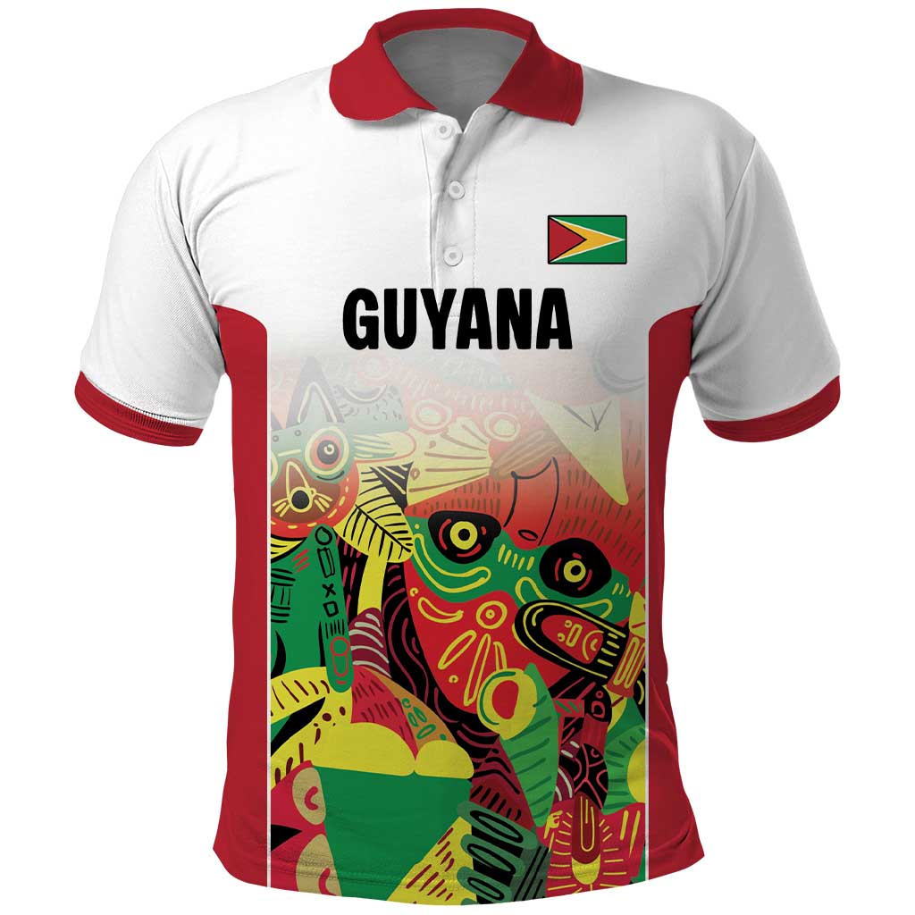 Custom Guyana Football Pride Polo Shirt Golden Jaguars Go Champion - White - African Pride