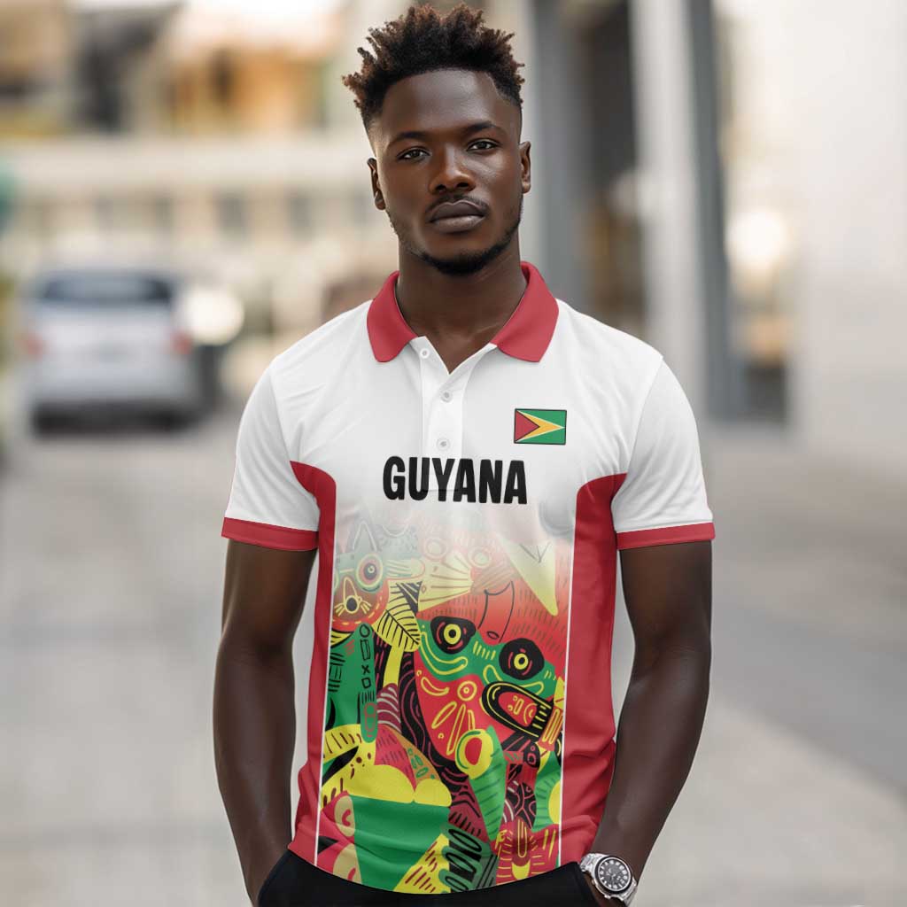 Custom Guyana Football Pride Polo Shirt Golden Jaguars Go Champion - White - African Pride