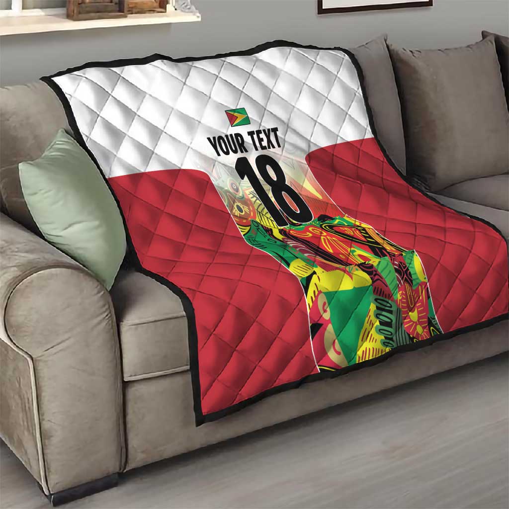 Custom Guyana Football Pride Quilt Golden Jaguars Go Champion - White - African Pride