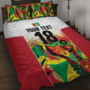 Custom Guyana Football Pride Quilt Bed Set Golden Jaguars Go Champion - White - African Pride