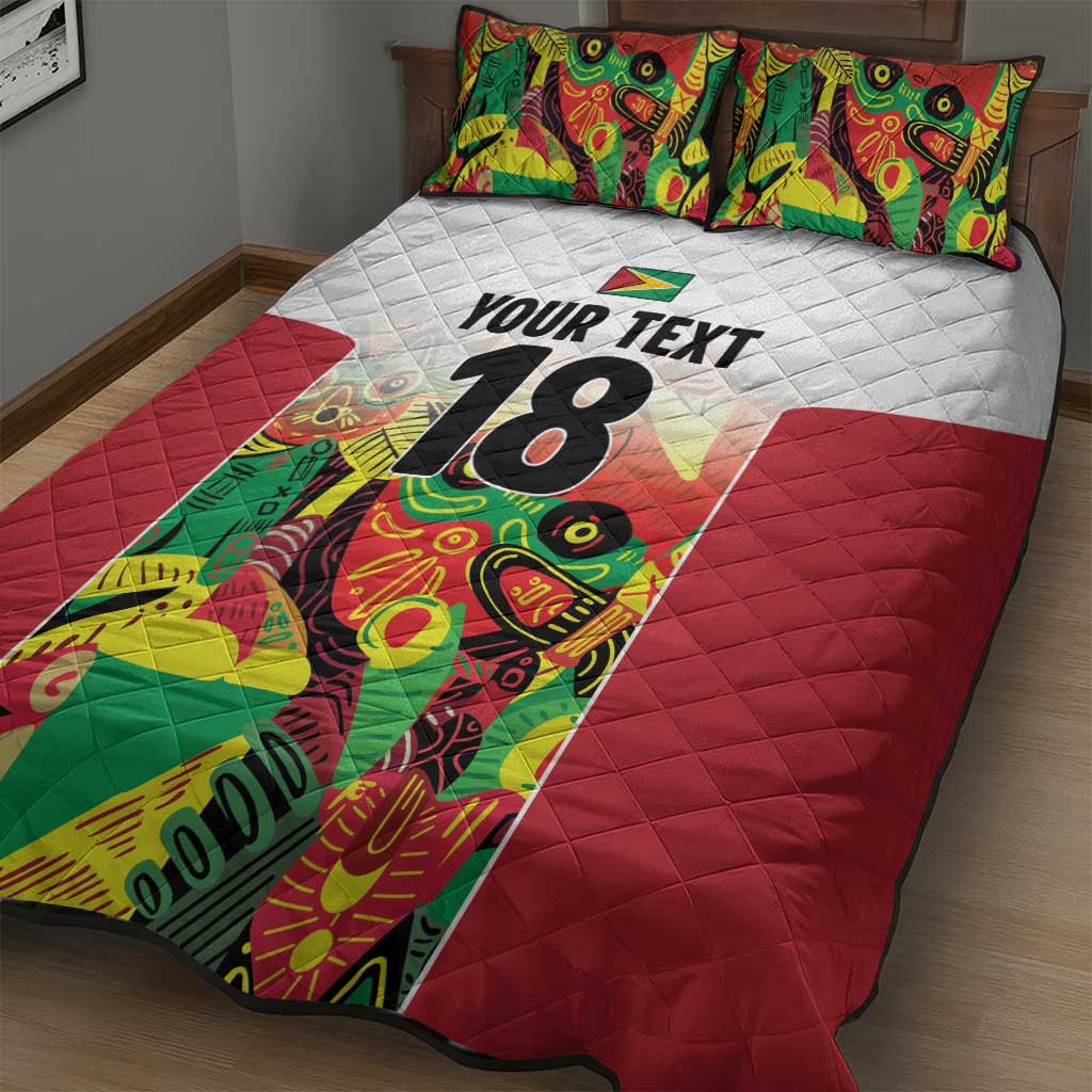 Custom Guyana Football Pride Quilt Bed Set Golden Jaguars Go Champion - White - African Pride